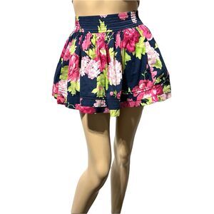 Abercrombie & Fitch Skirt Size S Blue Micro Mini Short Floral Y2K Ruffle Lining
